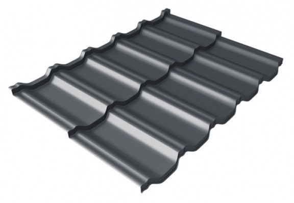 Металлочерепица модульная Квинта Uno Grand Line c 3D резом 0,5 Satin Мatt RAL 7024 мокрый асфальт купить в Сусумане