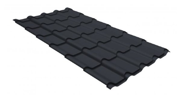 Металлочерепица камея GL 0,5 GreenCoat Pural RR 23 темно-серый (RAL 7024 мокрый асфальт) купить в Сусумане