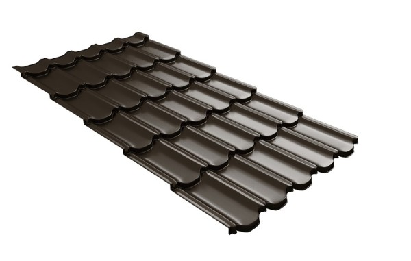 Металлочерепица квинта плюс с 3D резом 0,5 GreenСoat Pural RR 32 темно-коричневый (RAL 8019 серо-коричневый) купить в Сусумане