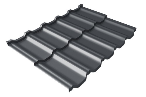 Металлочерепица модульная Квинта Uno Grand Line c 3D резом 0,5 Satin RAL 7024 мокрый асфальт купить в Сусумане