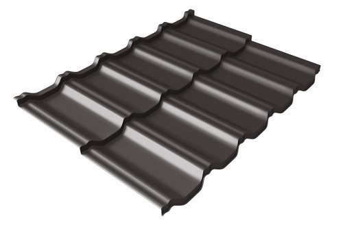 Металлочерепица модульная Квинта Uno Grand Line c 3D резом 0,5 Satin RR 32 темно-коричневый купить в Сусумане