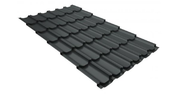 Металлочерепица квинта плюс 0,5 GreenCoat Pural RR 23 темно-серый (RAL 7024 мокрый асфальт) купить в Сусумане