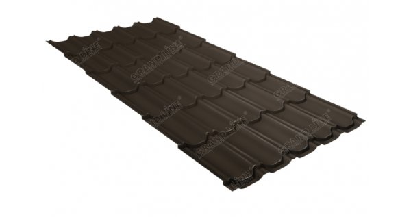 Металлочерепица квинта плюс 0,5 GreenCoat Pural Matt RR 32 темно-коричневый (RAL 8019 серо-коричневый) купить в Сусумане